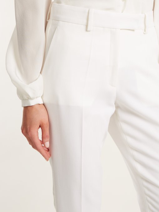 white slim leg cropped trousers