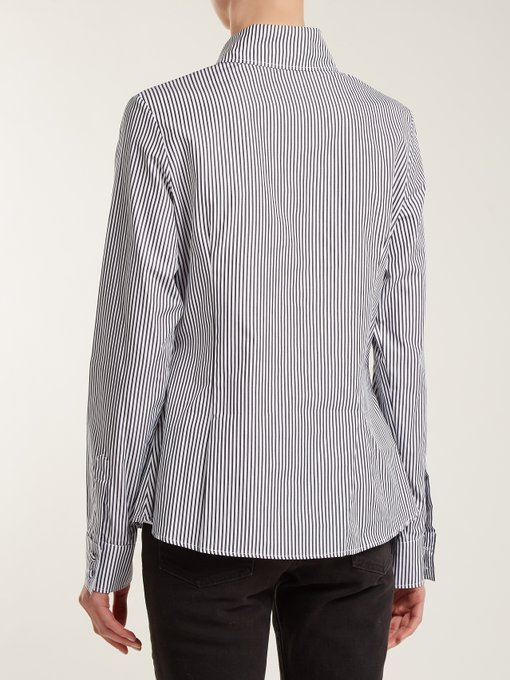 Classic point-collar striped cotton shirt展示图
