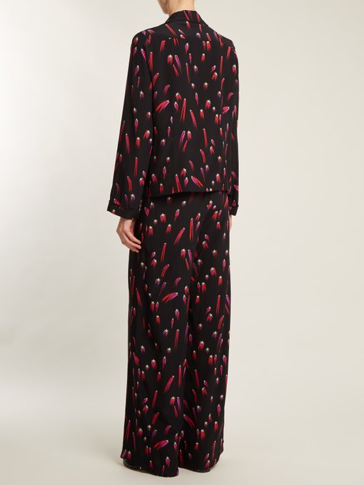 Shooting-star print silk-crepe pyjama set展示图