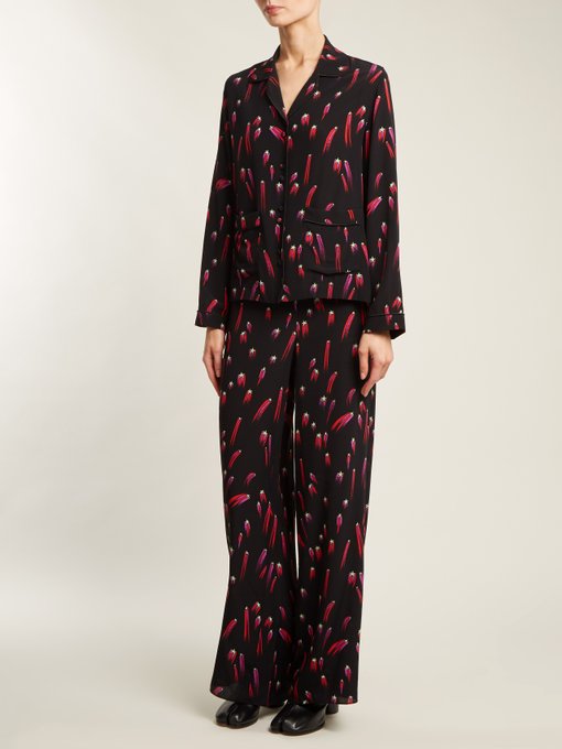 Shooting-star print silk-crepe pyjama set展示图