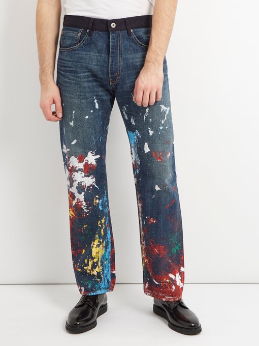 junya watanabe paint splatter jeans