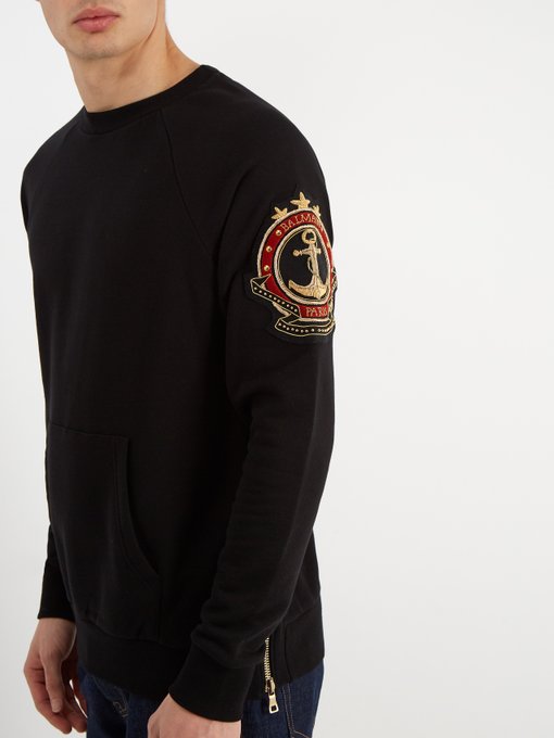 embroidered crest jersey sweatshirt