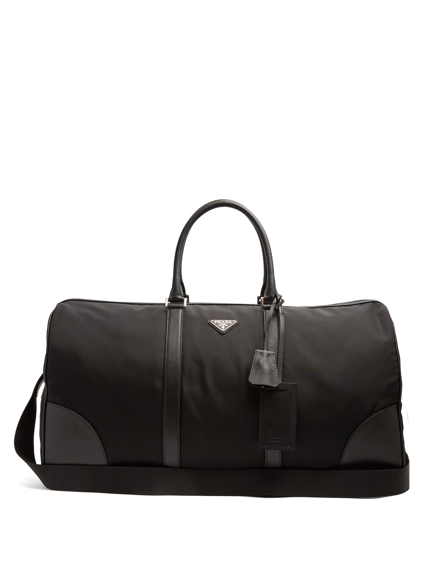 Saffiano leather-trimmed nylon holdall 