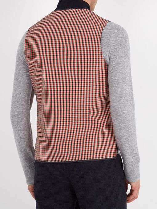 Contrast-trim gingham waistcoat展示图