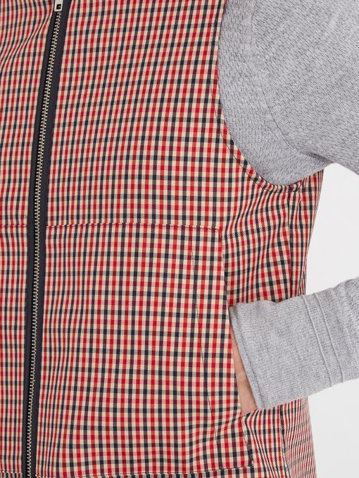 Contrast-trim gingham waistcoat展示图