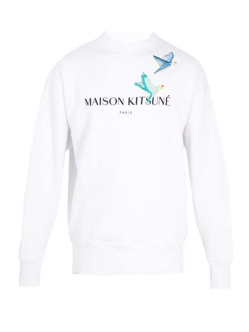 maison kitsune love birds sweatshirt