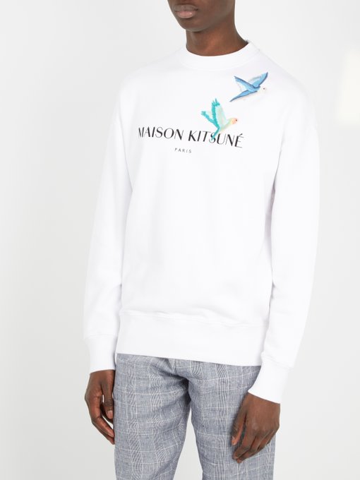 maison kitsune love birds sweatshirt