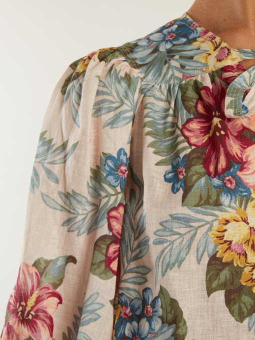 Kali floral-print linen shirt展示图