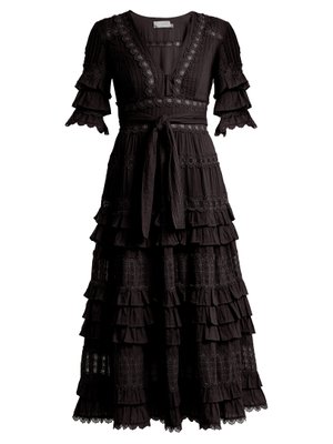 Corsair deep V-neck ruffled cotton dress | Zimmermann | MATCHESFASHION UK