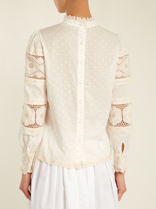 Prima Dot floral-embroidered cotton top展示图