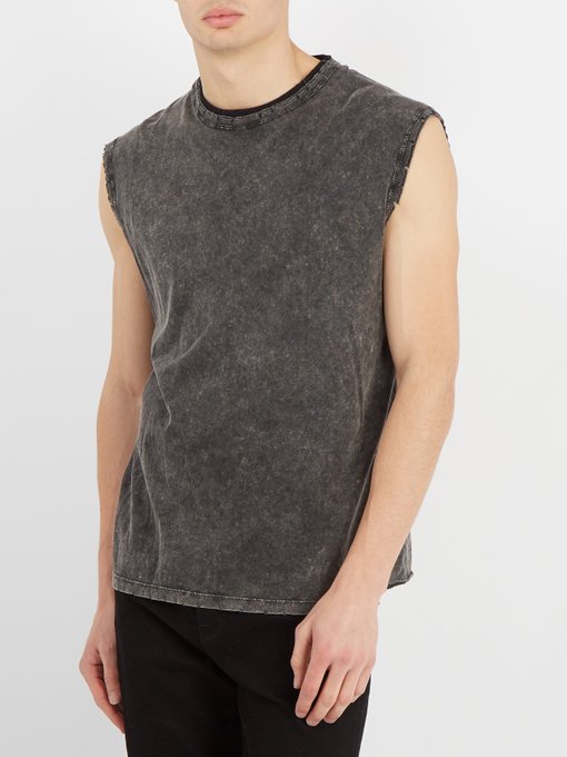 Distressed cotton-jersey tank top展示图