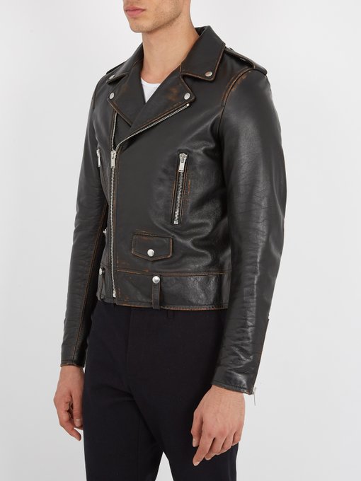 saint laurent distressed leather jacket