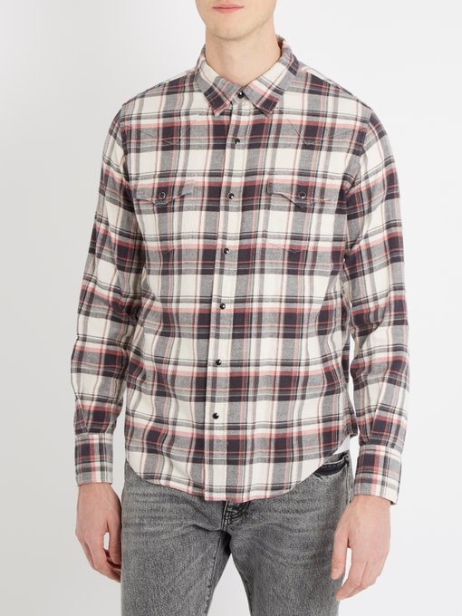 Western checked cotton-blend shirt展示图