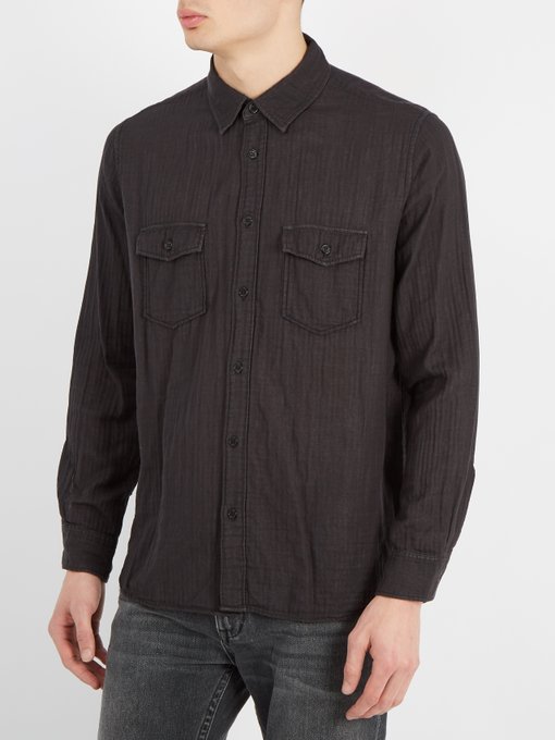 Chest-pocket crinkled-cotton shirt展示图