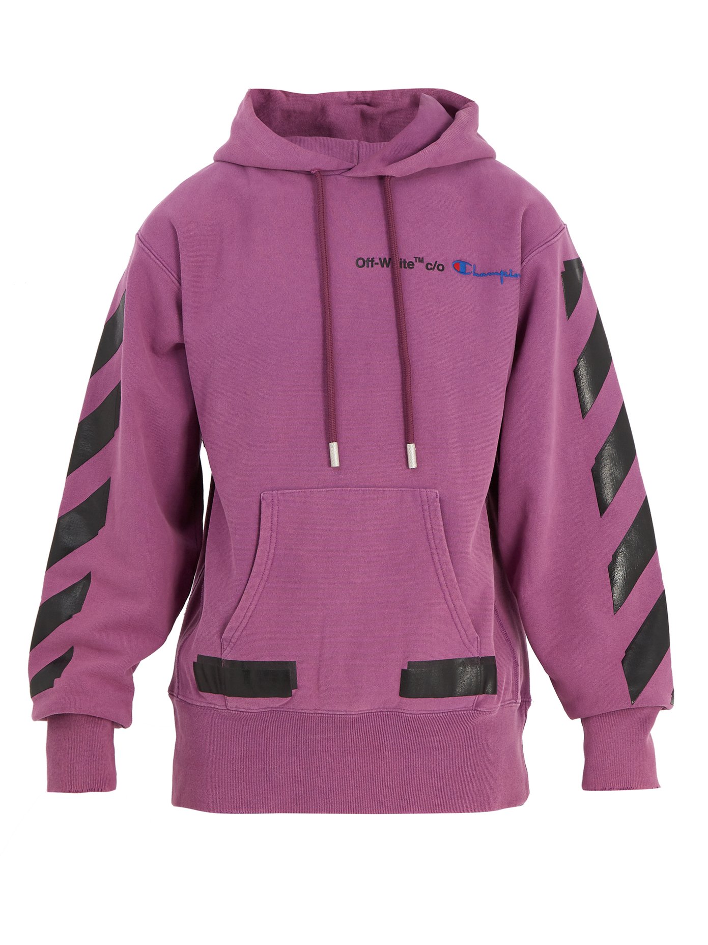 off white x champion purple hoodie