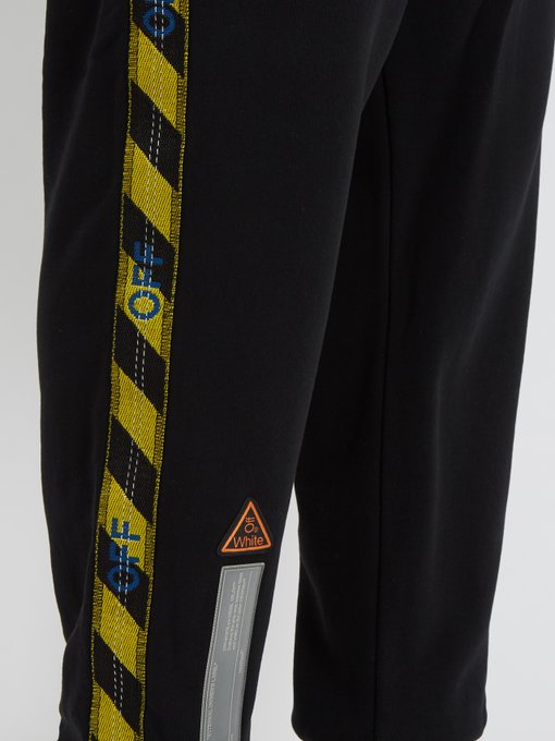 off white track pants yellow stripe