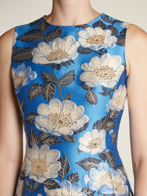 Floral-jacquard sleeveless dress展示图