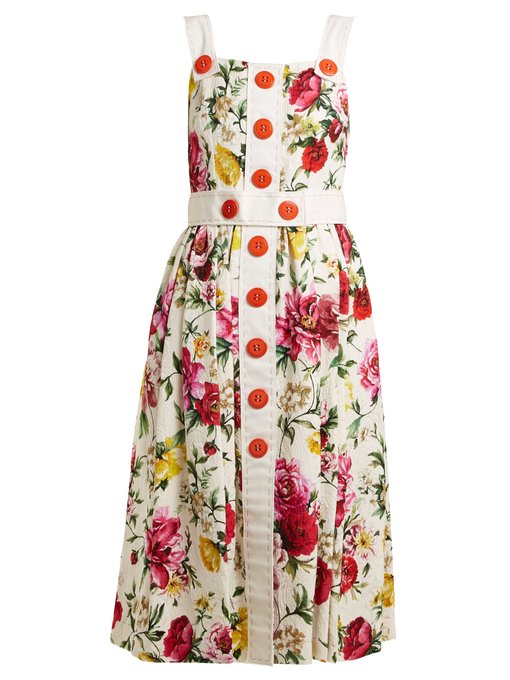 Floral-brocade button-detail midi dress | Dolce & Gabbana ...