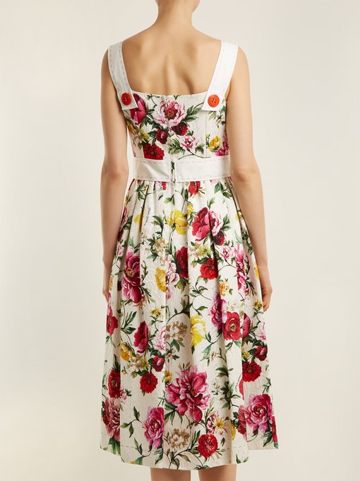 Floral-brocade button-detail midi dress | Dolce & Gabbana ...