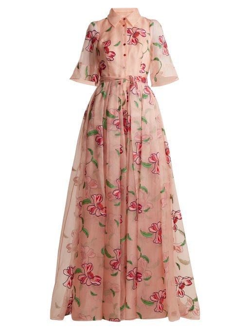 Floral-embroidered silk gown | Carolina Herrera | MATCHESFASHION US
