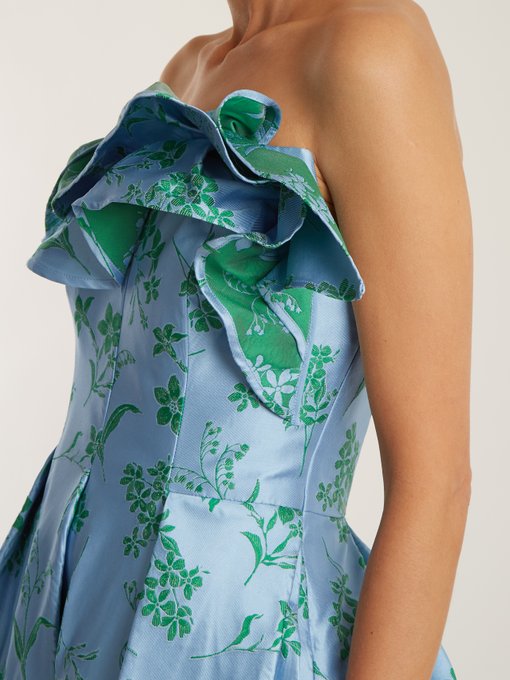 Ruffle-trimmed floral-jacquard dress | Carolina Herrera | MATCHESFASHION US