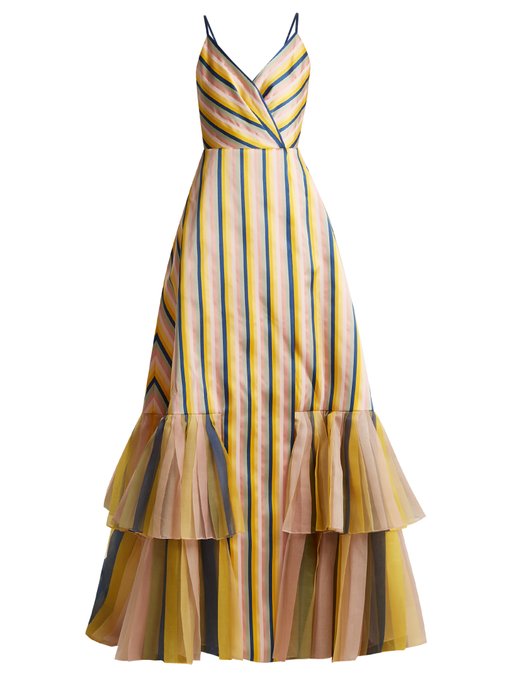 V-neck striped gown | Carolina Herrera | MATCHESFASHION US
