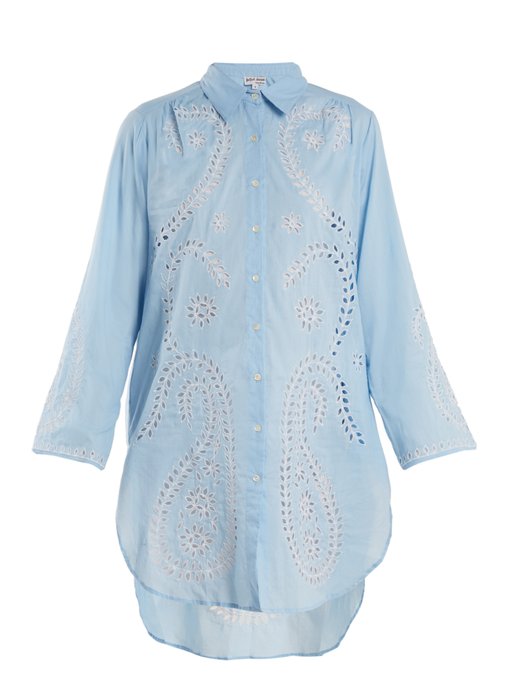 Embroidered paisley cut-out cotton shirtdress | Juliet Dunn ...