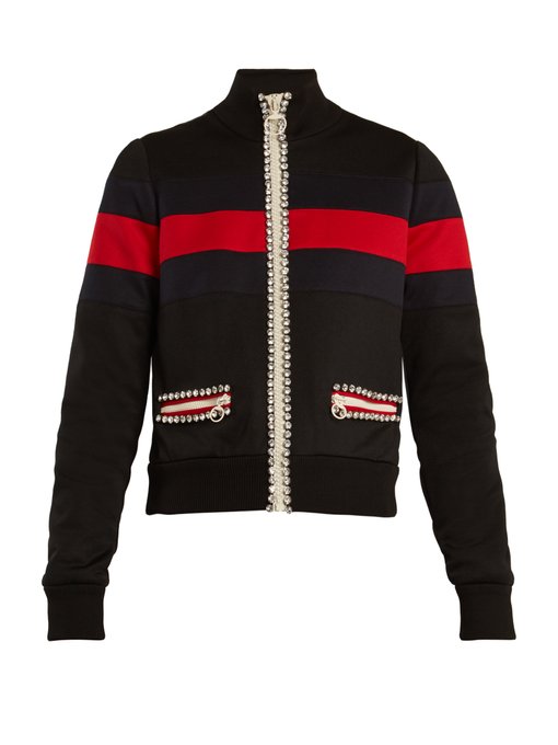 GUCCI Crystal-Embellished Technical Jersey Sweatshirt in Llack | ModeSens