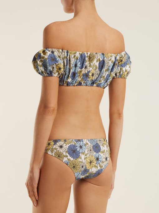 Leandra off-the-shoulder floral-print bikini展示图