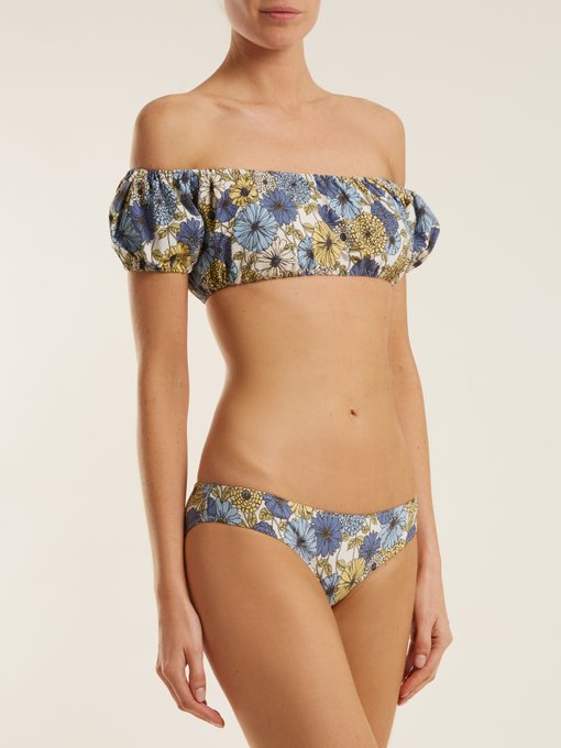 Leandra off-the-shoulder floral-print bikini展示图