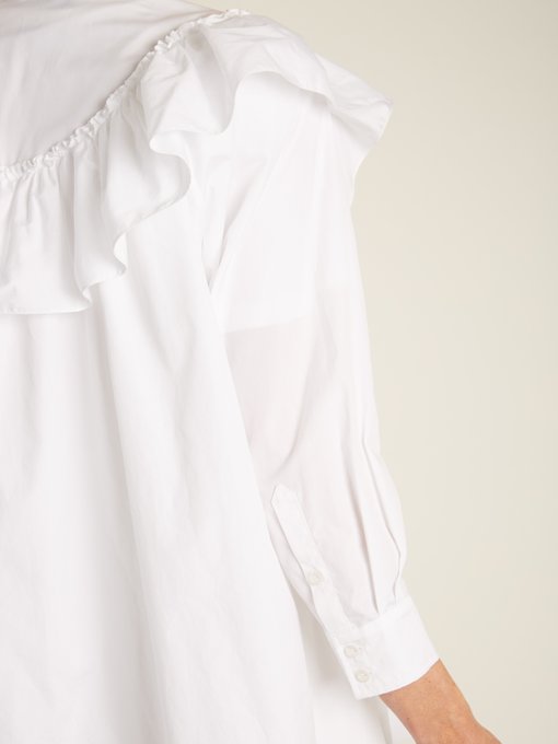 Embellished-collar tie-waist cotton shirt | Simone Rocha ...