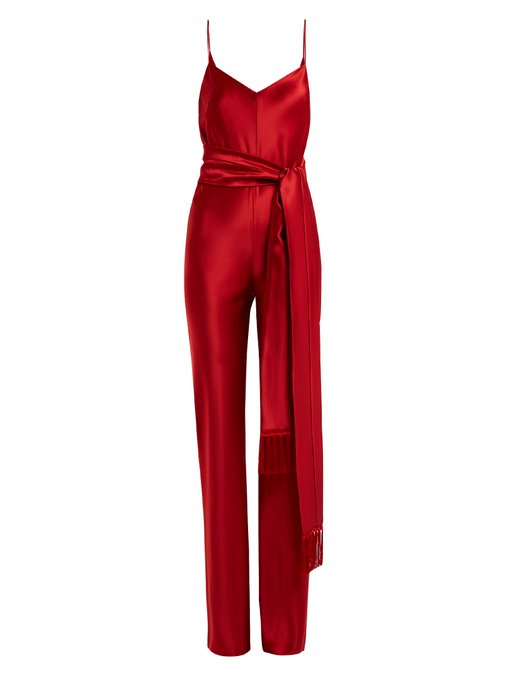 wide leg satin jumpsuit