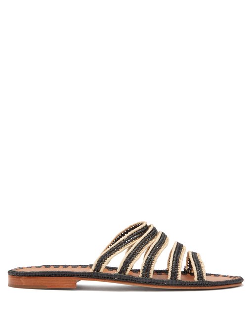 Carrie Forbes CARRIE FORBES - ASMAA RAFFIA SLIDES - WOMENS - BLACK CREAM
