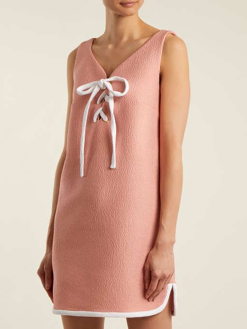 Savana bow-embellished cloqué mini dress展示图