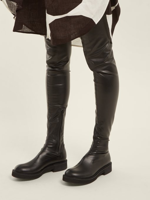 knee high faux leather boots