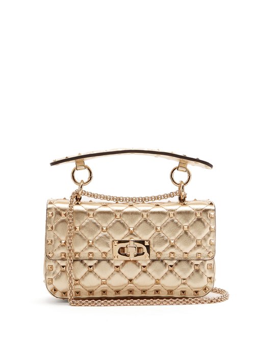 Valentino Garavani Rockstud Spike Small Quilted-leather Shoulder Bag In ...