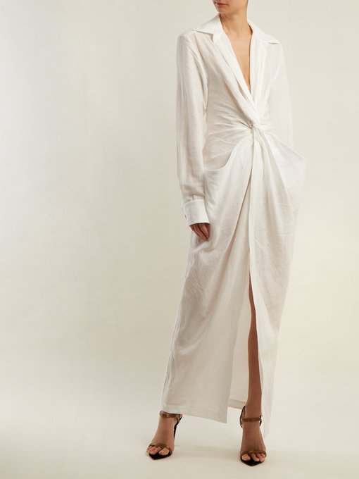 Bolso twisted-front linen and cotton-blend dress | Jacquemus ...