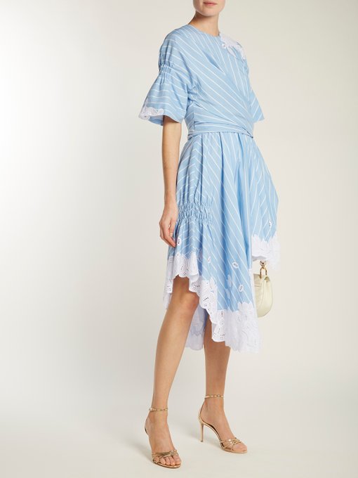 Striped cotton and silk-blend dress展示图