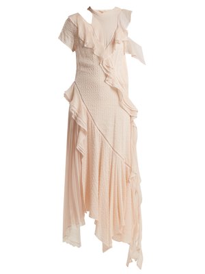 Asymmetric ruffled cut-out silk-blend dress | Jonathan Simkhai ...