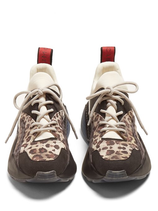 leopard print stripe trainers