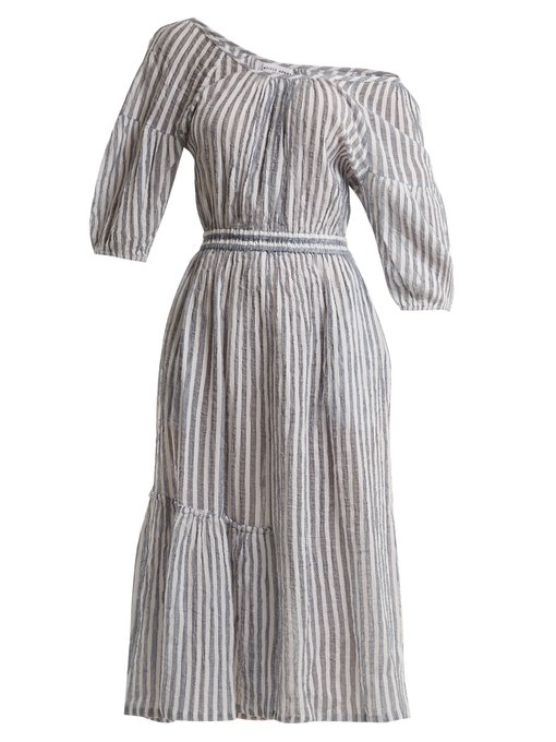 Apiece Apart Camellia one-shoulder striped-cotton dress