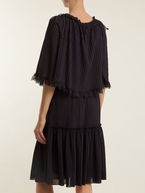 Lace-trimmed ribbed-knit dress展示图