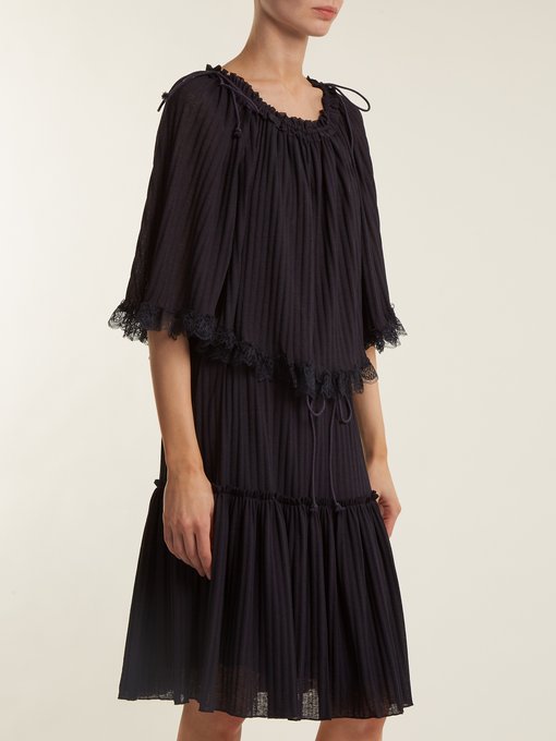 Lace-trimmed ribbed-knit dress展示图