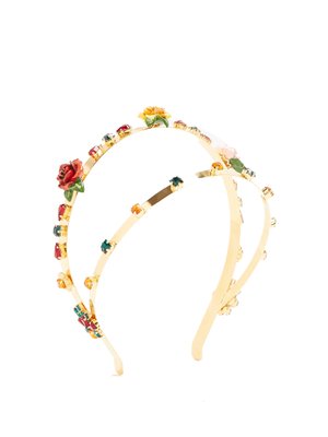 Double row flower-embellished headband | Dolce & Gabbana ...