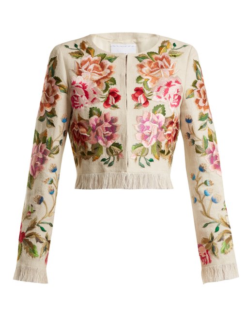 Floral-embroidered linen-blend jacket | Andrew Gn | MATCHESFASHION UK