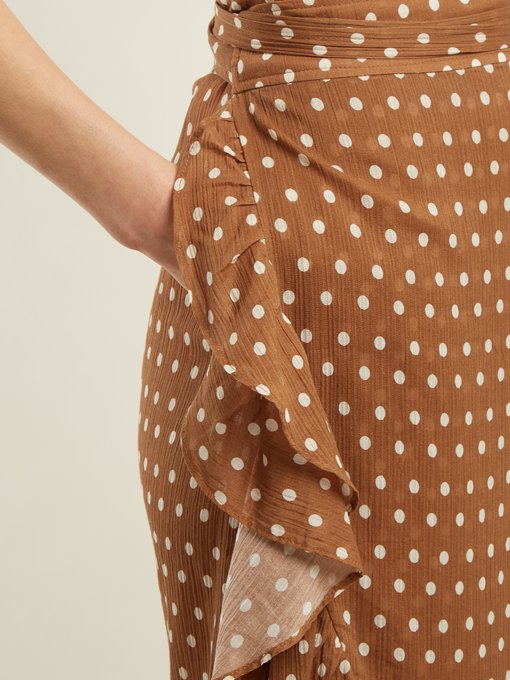 Maisee polka dot-print cotton wrap skirt展示图