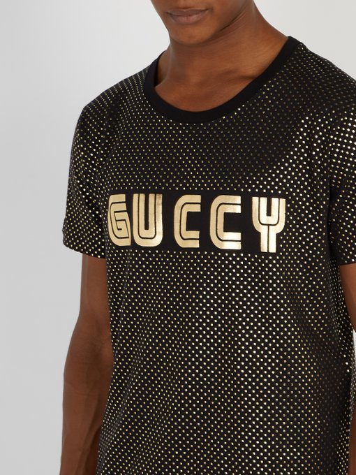 black and gold gucci t shirt