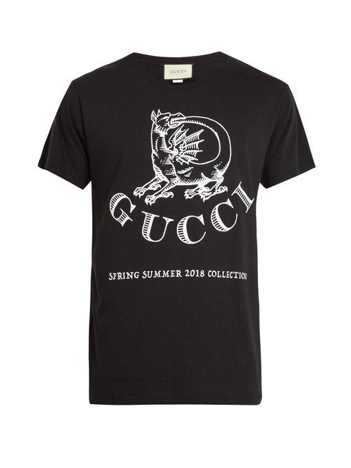 Dragon-print cotton T-shirt | Gucci 