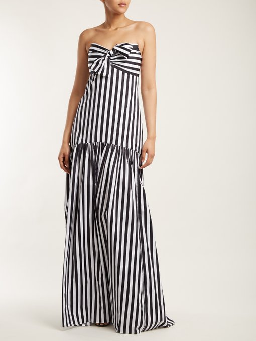 strapless striped maxi dress