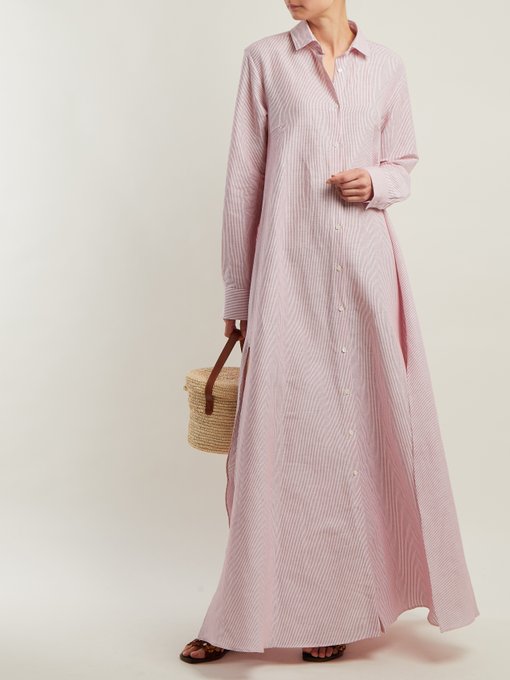 Palmer//harding Striped linen and cotton-blend maxi dress 